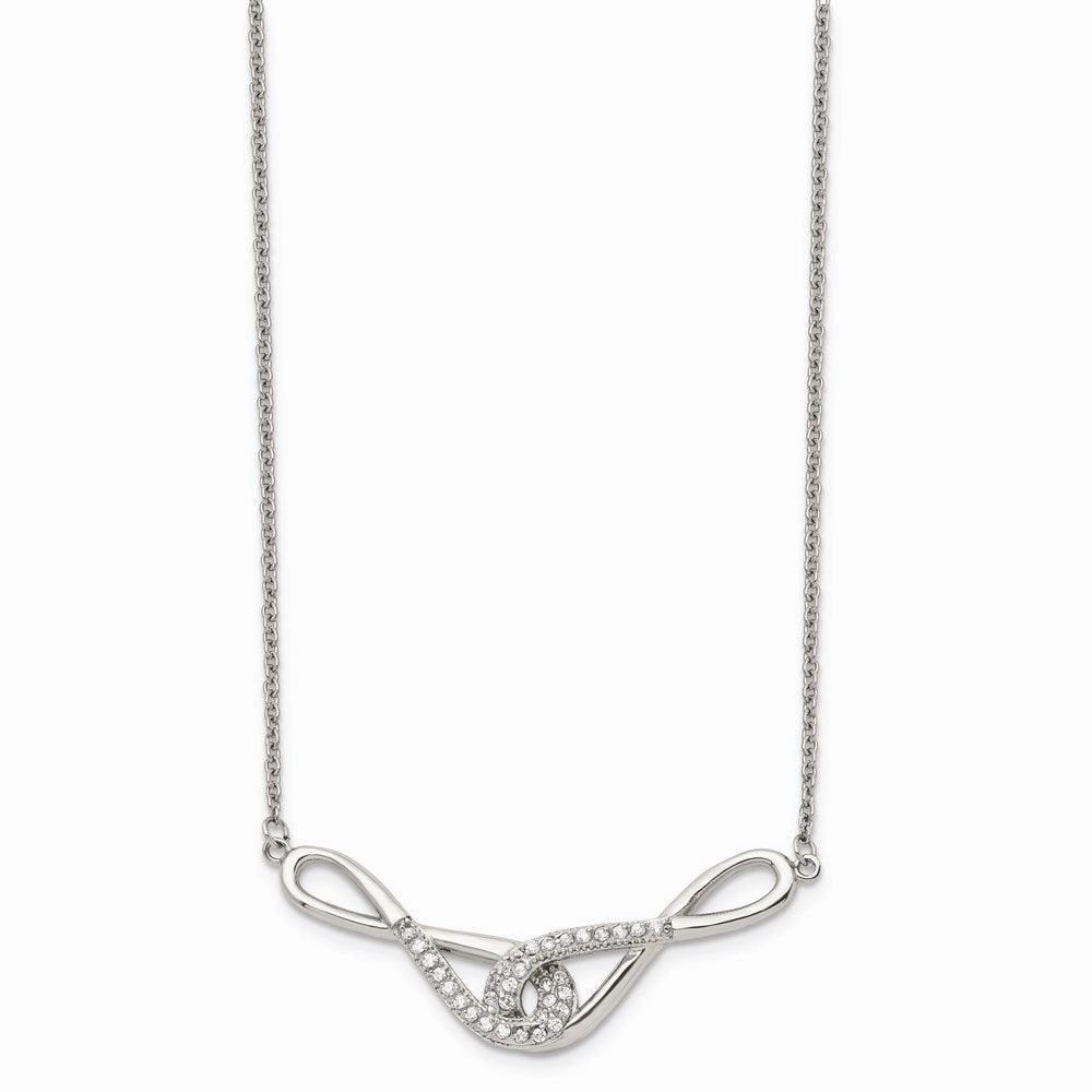 Stainless Steel Polished Infinity Symbols with CZs Necklace