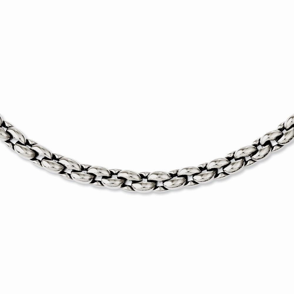 Stainless Steel Polished Ovals 24in Necklace