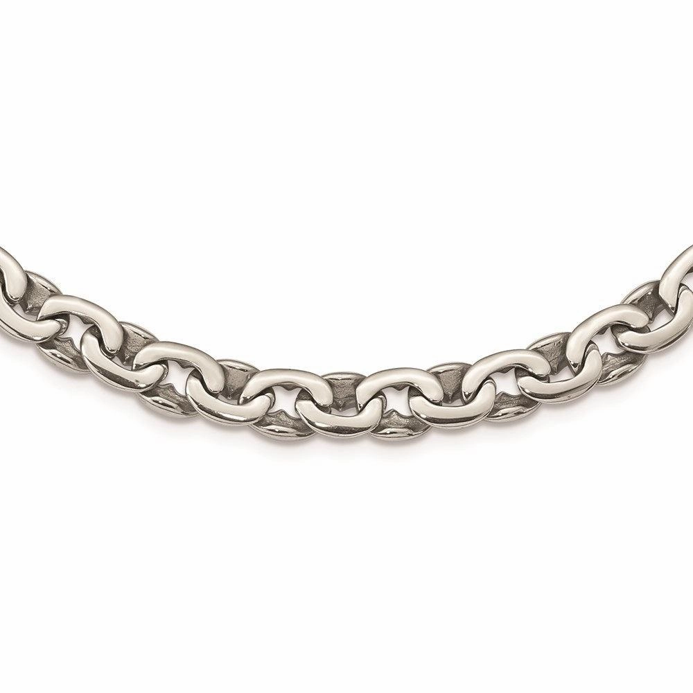 Stainless Steel Polished Ovals 24in Necklace