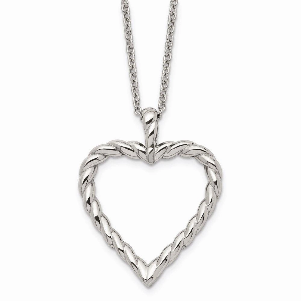 Stainless Steel Twisted Heart Pendant Necklace