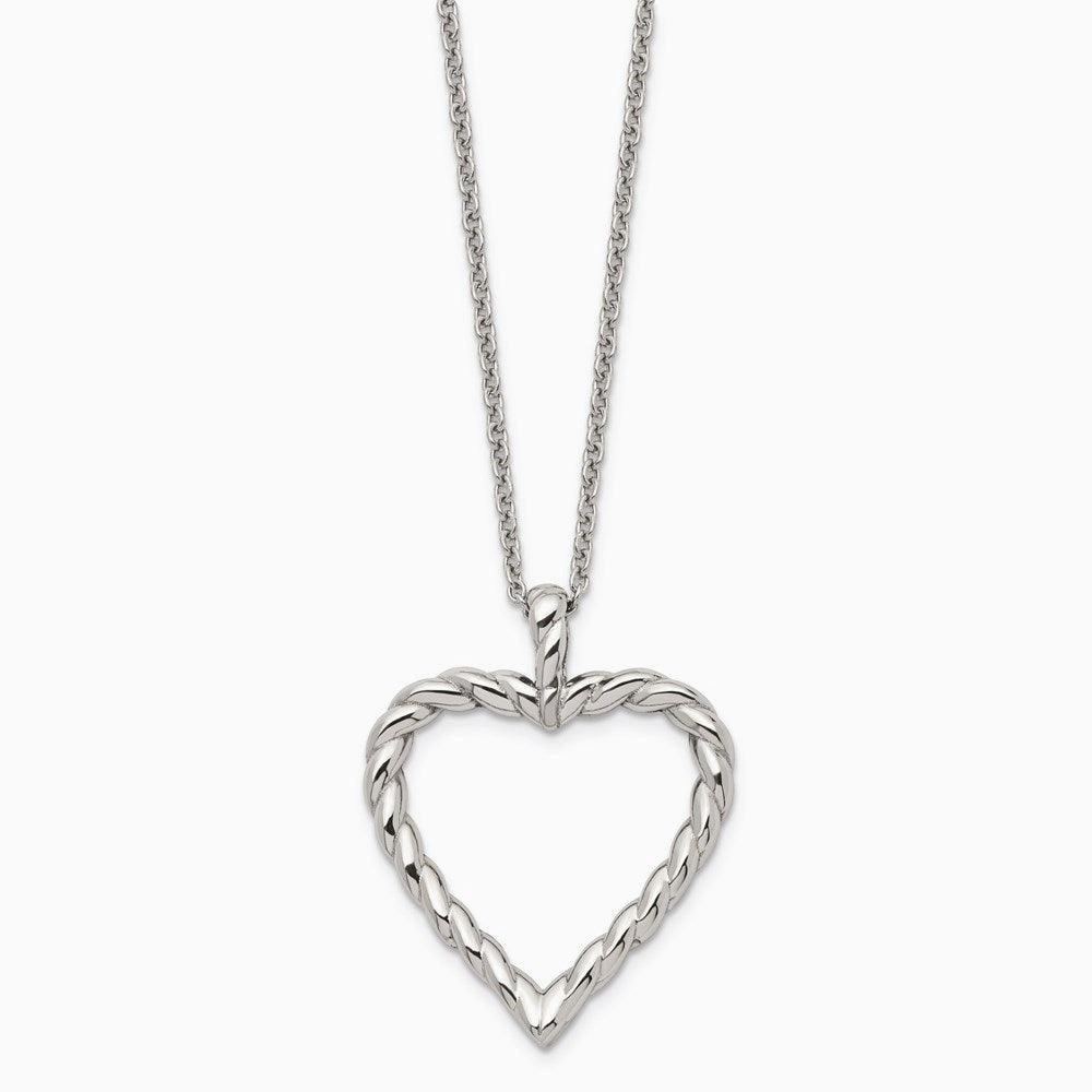 Stainless Steel Twisted Heart Pendant Necklace