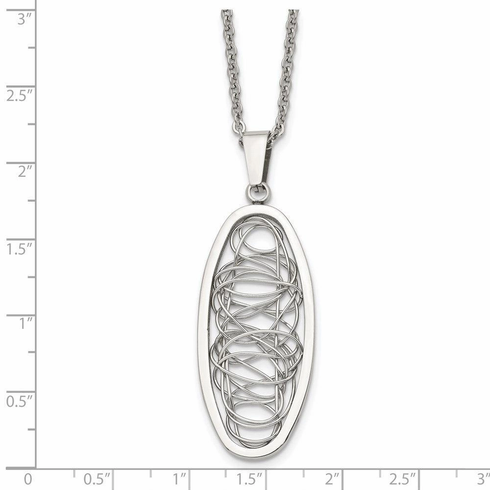 Stainless Steel Wire Designed Oval Pendant Necklace