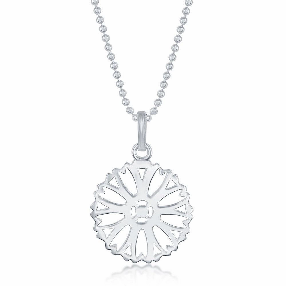 Sterling Silver 17 Inch Sun Disc Necklace