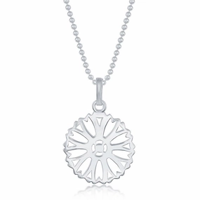 Sterling Silver 17 Inch Sun Disc Necklace