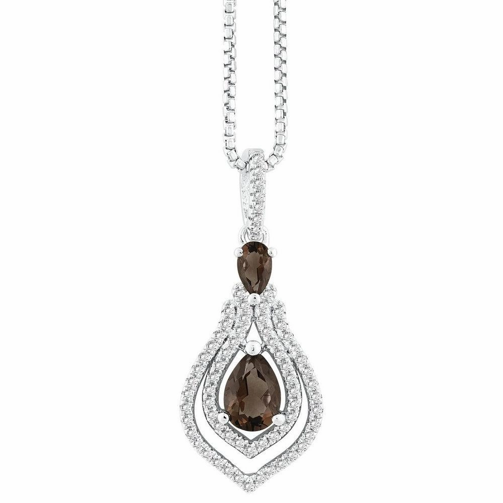 Sterling Silver .875cttw Double Pear with .552 ct White Topaz Necklace