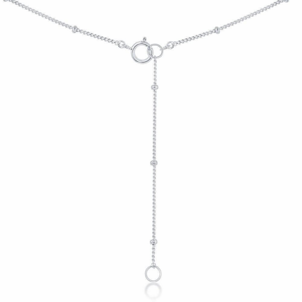 Sterling Silver Beaded Chain with Hanging Cross Necklace