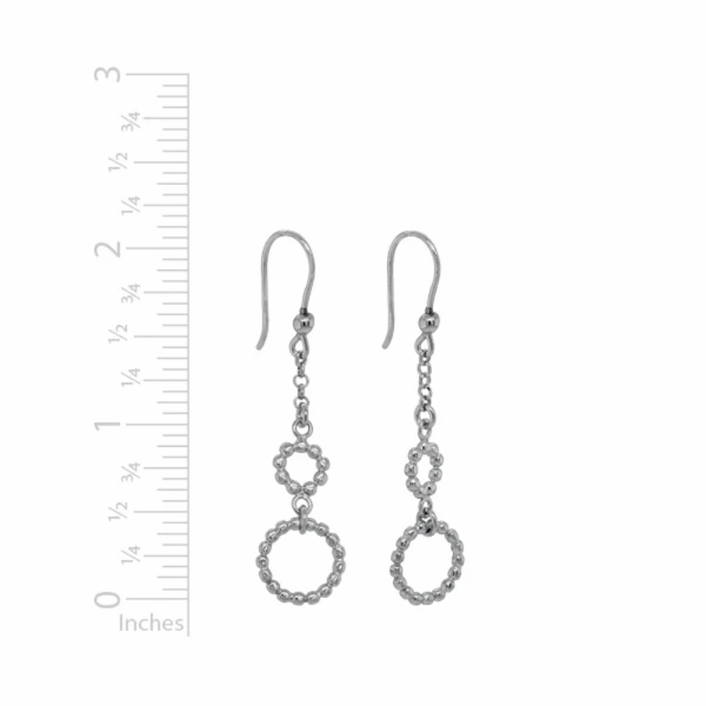 Sterling Silver Beaded Circles Dangle Earrings