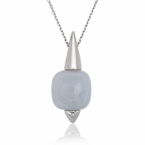 Sterling Silver Blue Chalcedony Necklace