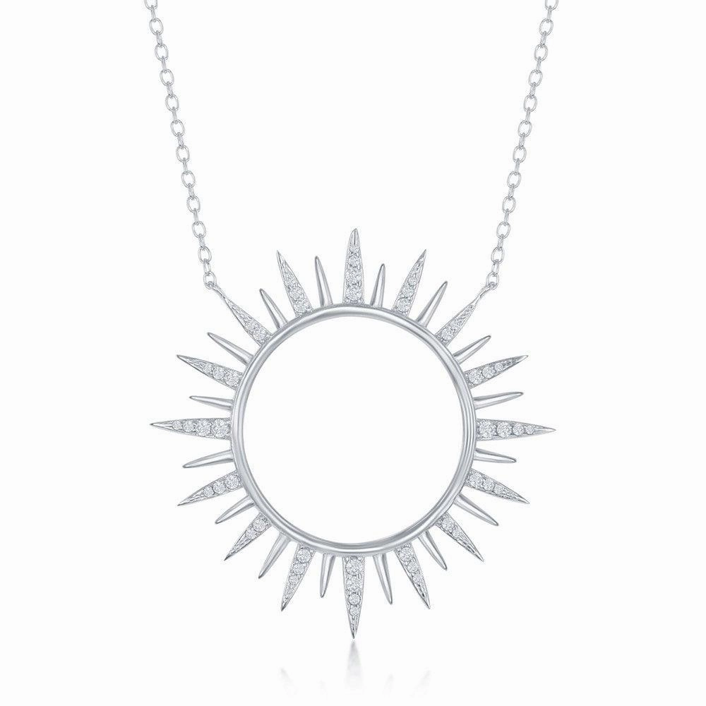 Sterling Silver Cubic Zirconia Sun Necklace