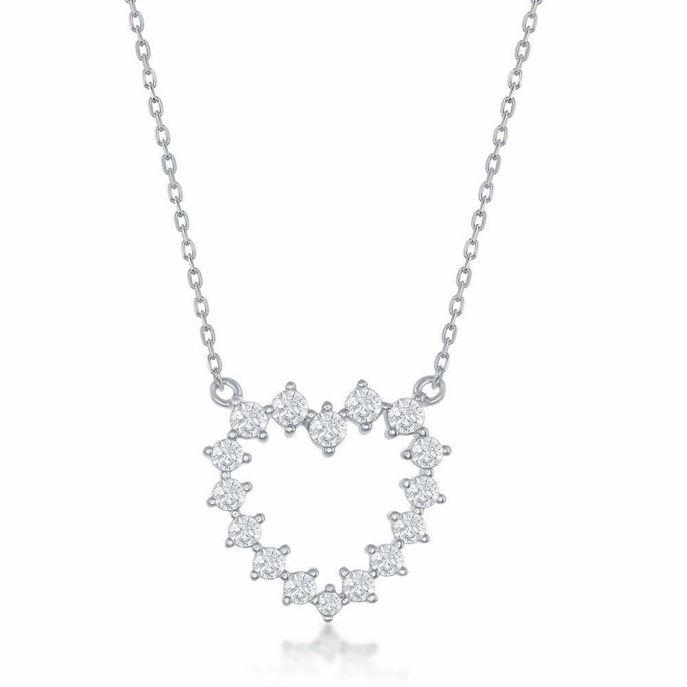 Sterling Silver CZ Heart Necklace