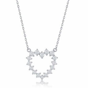 Sterling Silver CZ Heart Necklace
