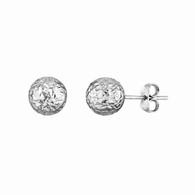 Sterling Silver Diamond-Cut Bead Studs