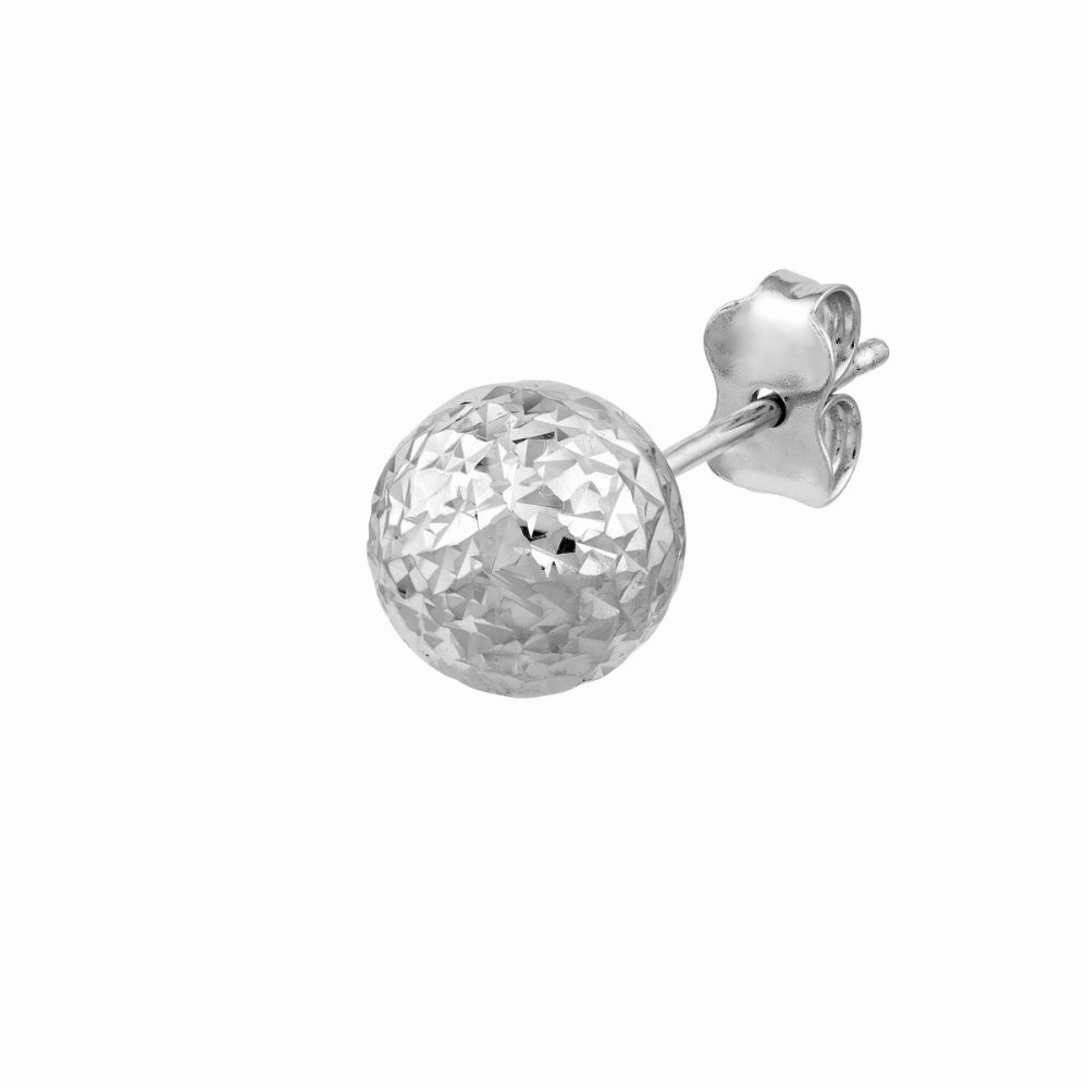 Sterling Silver Diamond-Cut Bead Studs