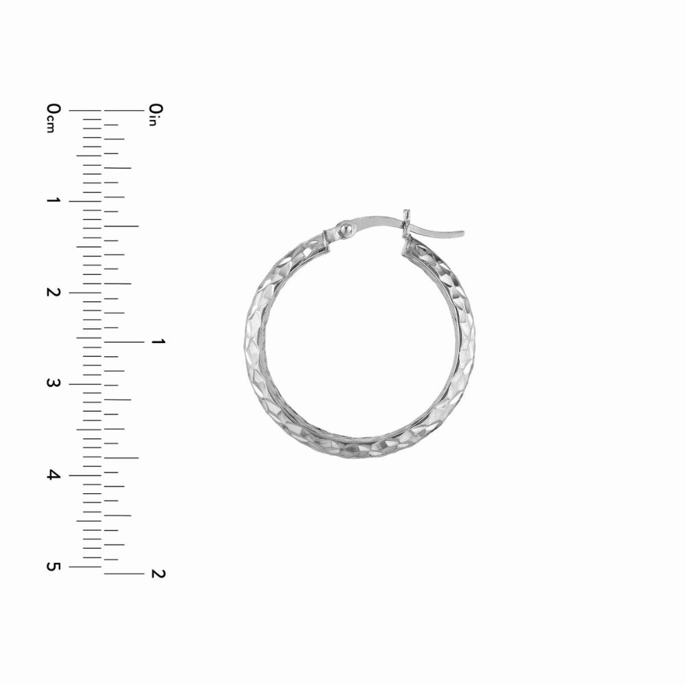 Sterling Silver Diamond-Cut Hoop Earrings