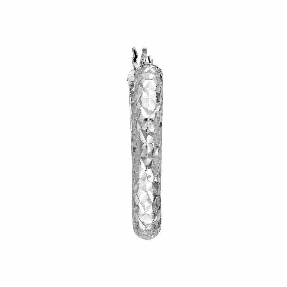 Sterling Silver Diamond-Cut Hoop Earrings