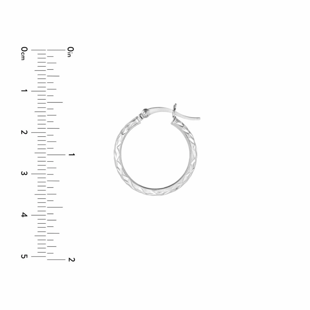 Sterling Silver Diamond-Cut Hoop Earrings