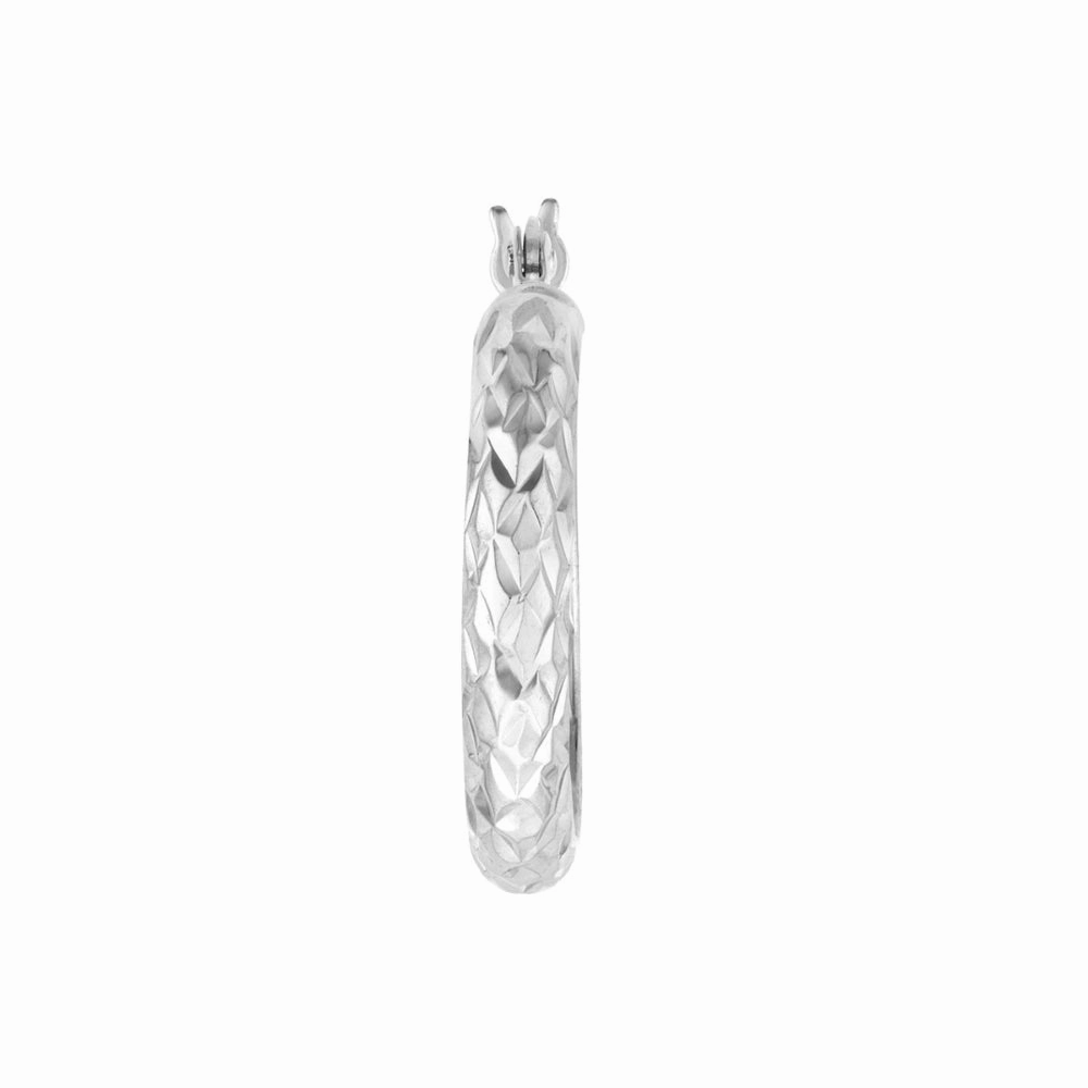 Sterling Silver Diamond-Cut Hoop Earrings