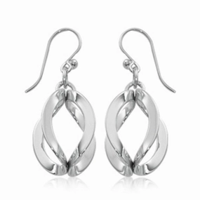 Sterling Silver Double Circle Dangle Earrings