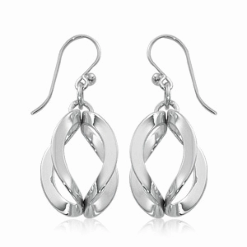 Sterling Silver Double Circle Dangle Earrings