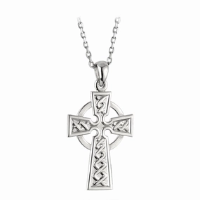 Sterling Silver Embossed Celtic Cross Pendant