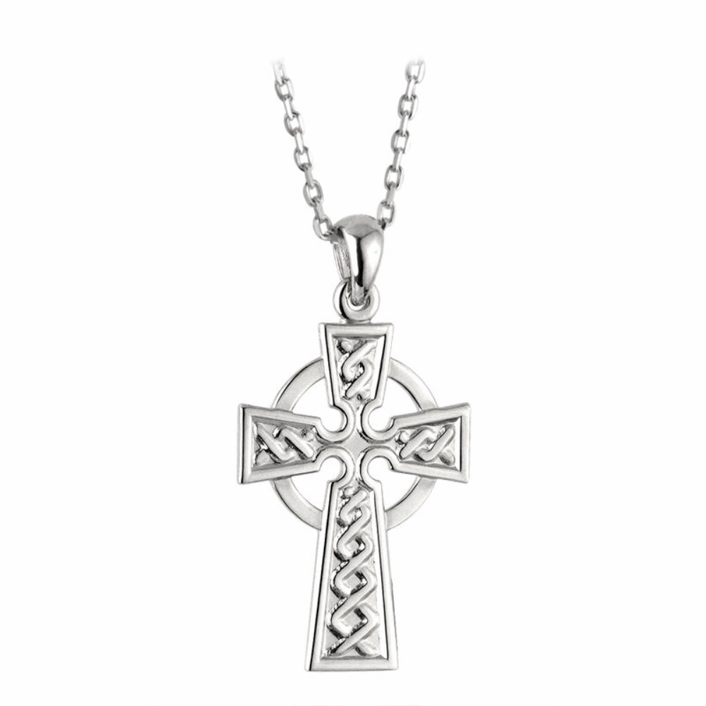 Sterling Silver Embossed Celtic Cross Pendant