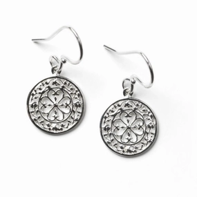 Sterling Silver Floral Heart Scroll Earrings