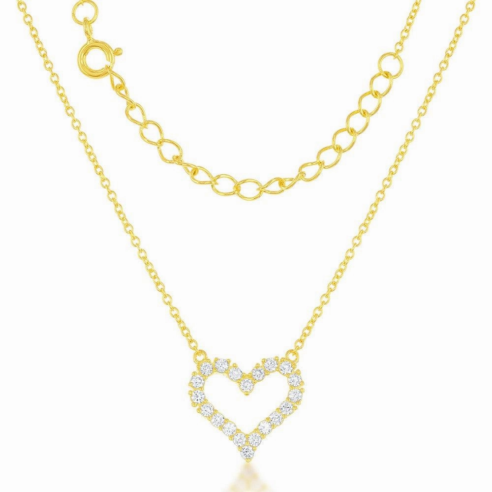 Sterling Silver GP Small Open CZ Heart Necklace