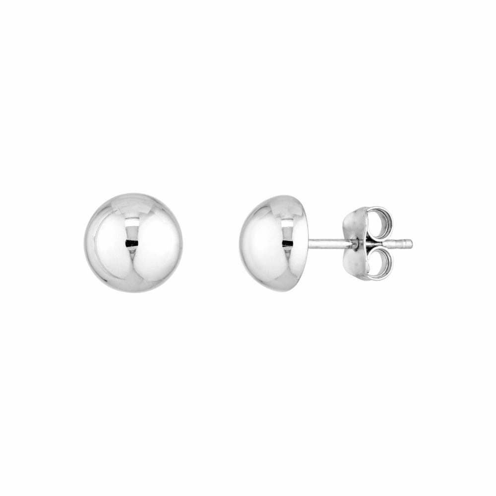 Sterling Silver Half Bead Stud Earrings