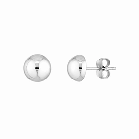 Sterling Silver Half Bead Stud Earrings