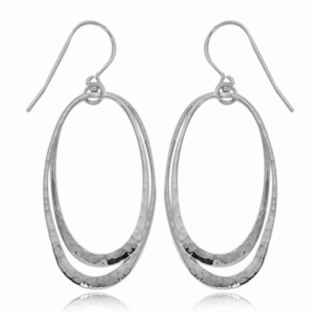 Sterling Silver Hammered Dangle Earrings