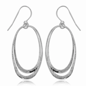 Sterling Silver Hammered Dangle Earrings