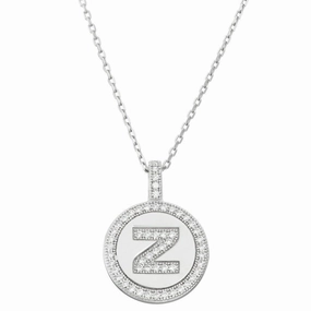 Sterling Silver Micro Pave Circle "Z" Pendant Chain