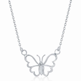 Sterling Silver Open Butterfly Necklace