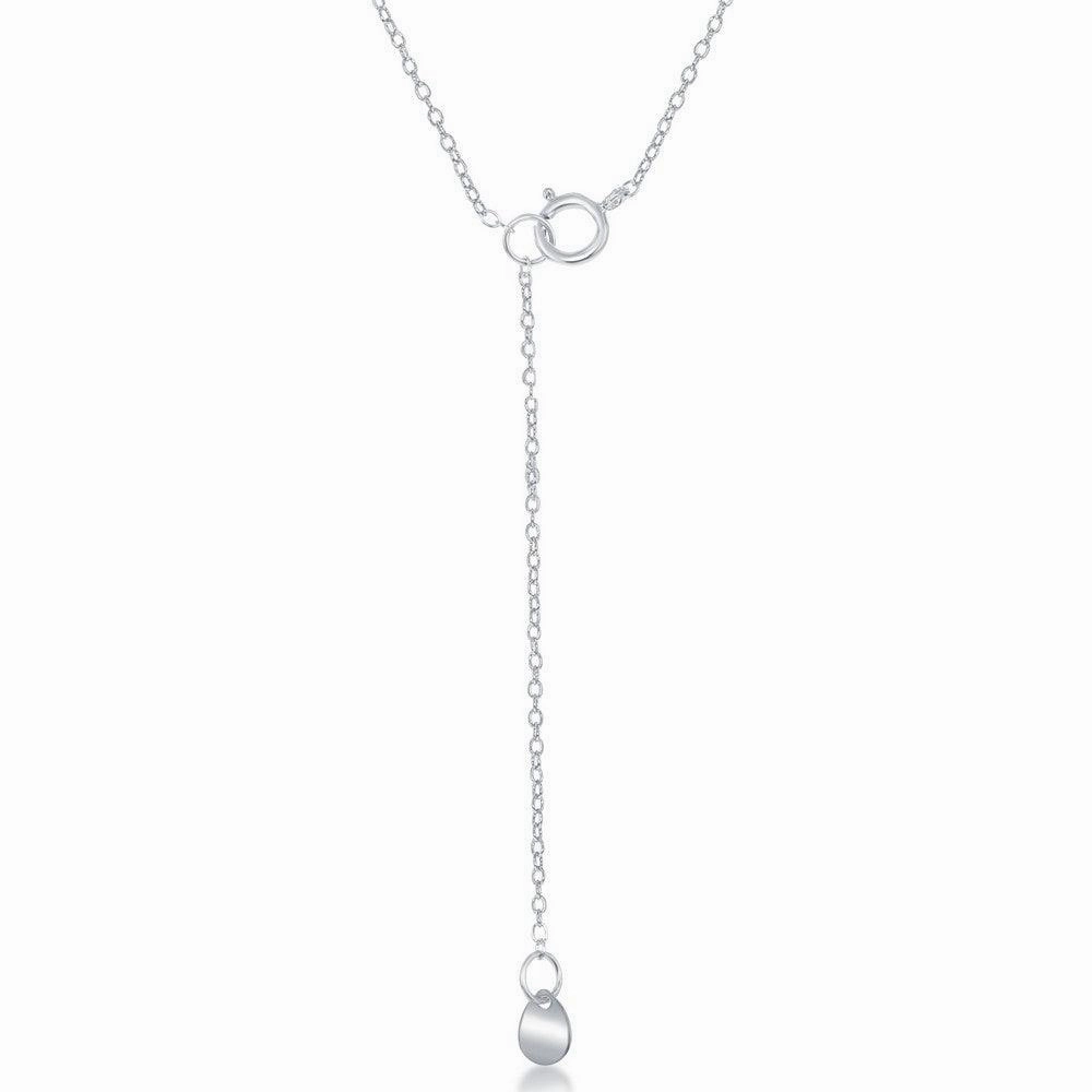 Sterling Silver Open Cricle with Vertical Hanging Bar Lariat Necklace