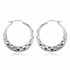 Sterling Silver Quilted Hoop Earrings