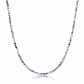 Sterling Silver Rainbow CZ Chain
