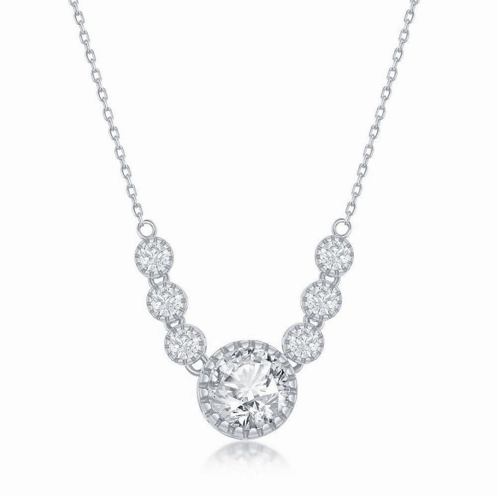 Sterling Silver Round Cubic Zirconia Necklace
