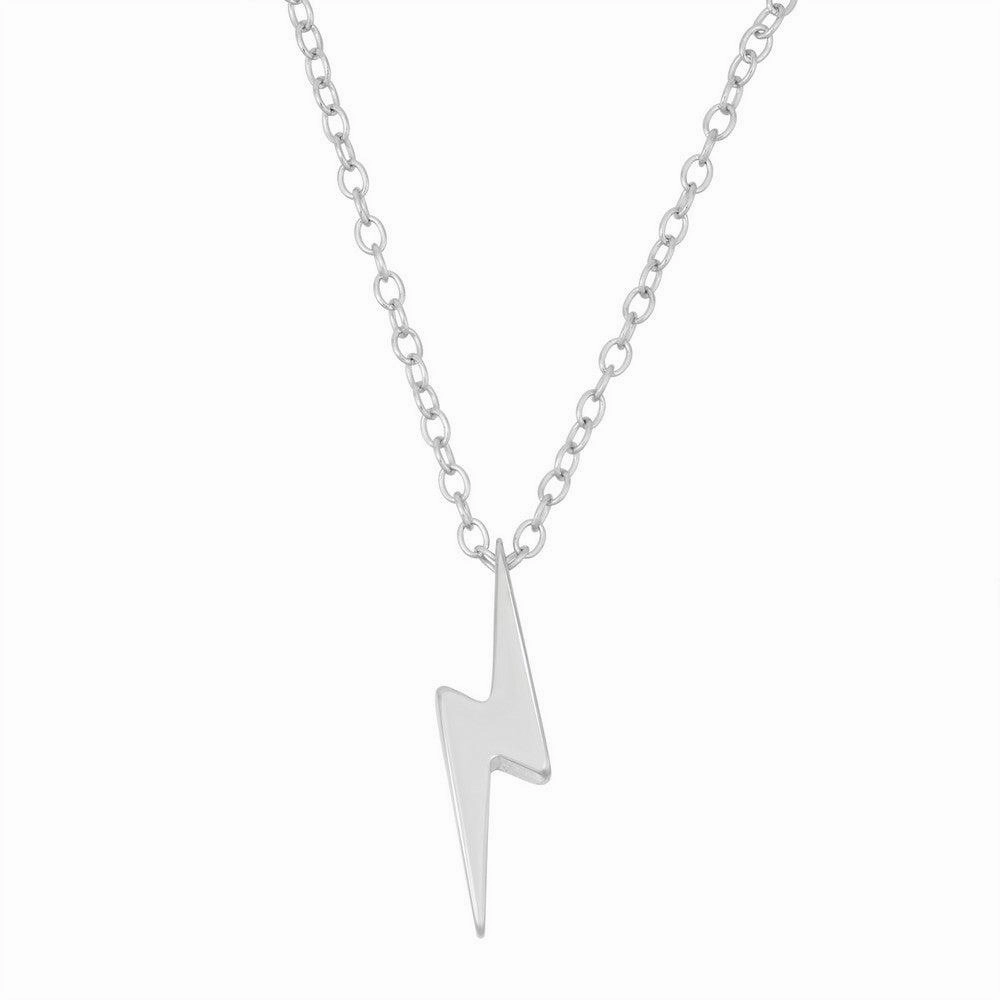 Sterling Silver Shiny Lightning Bolt Necklace