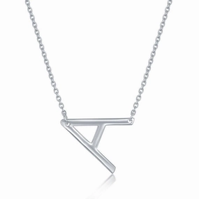 Sterling Silver Sideways A Initial Necklace