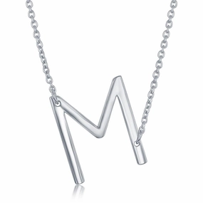 Sterling Silver Sideways M Initial Necklace