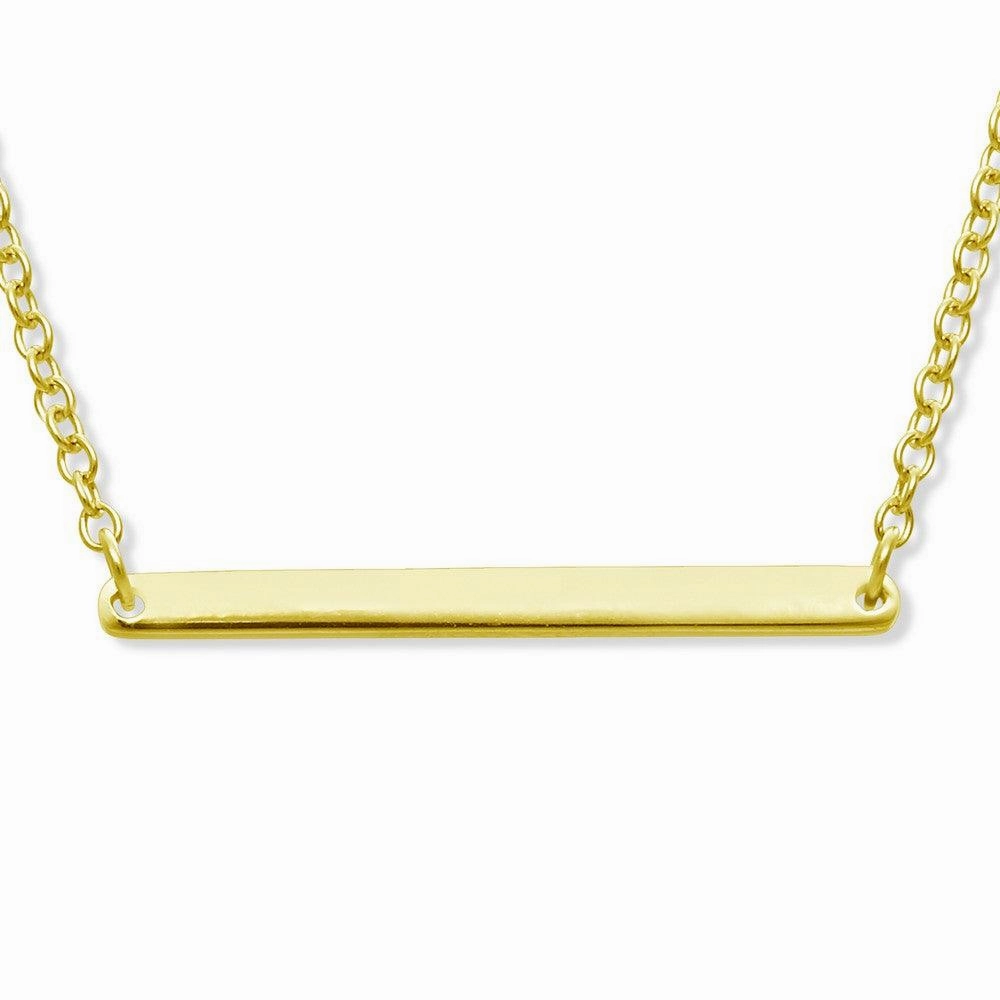Sterling Silver Small Bar Necklace - Gold Plated