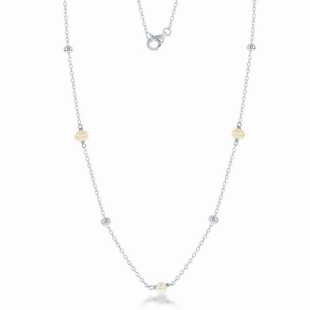 Sterling Silver Small Freshwater Pearls and Beads by the Yard Necklace