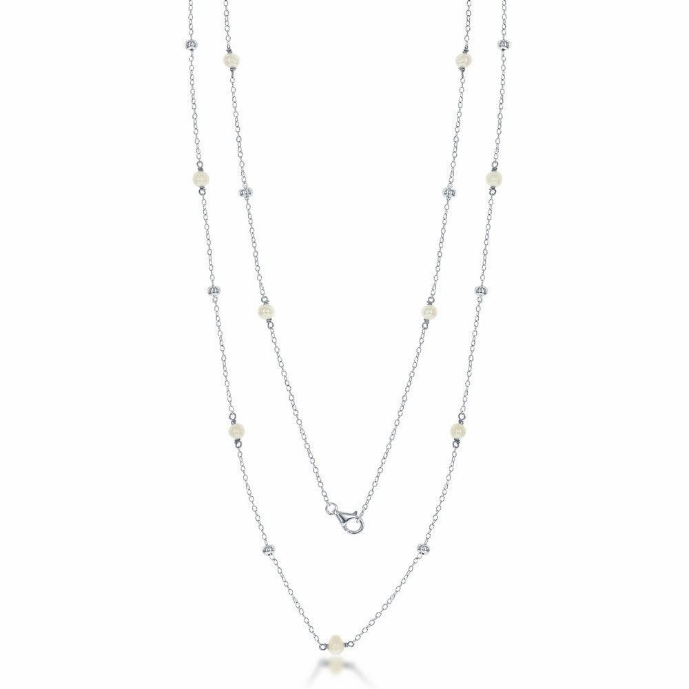 Sterling Silver Small Freshwater Pearls and Beads by the Yard Necklace
