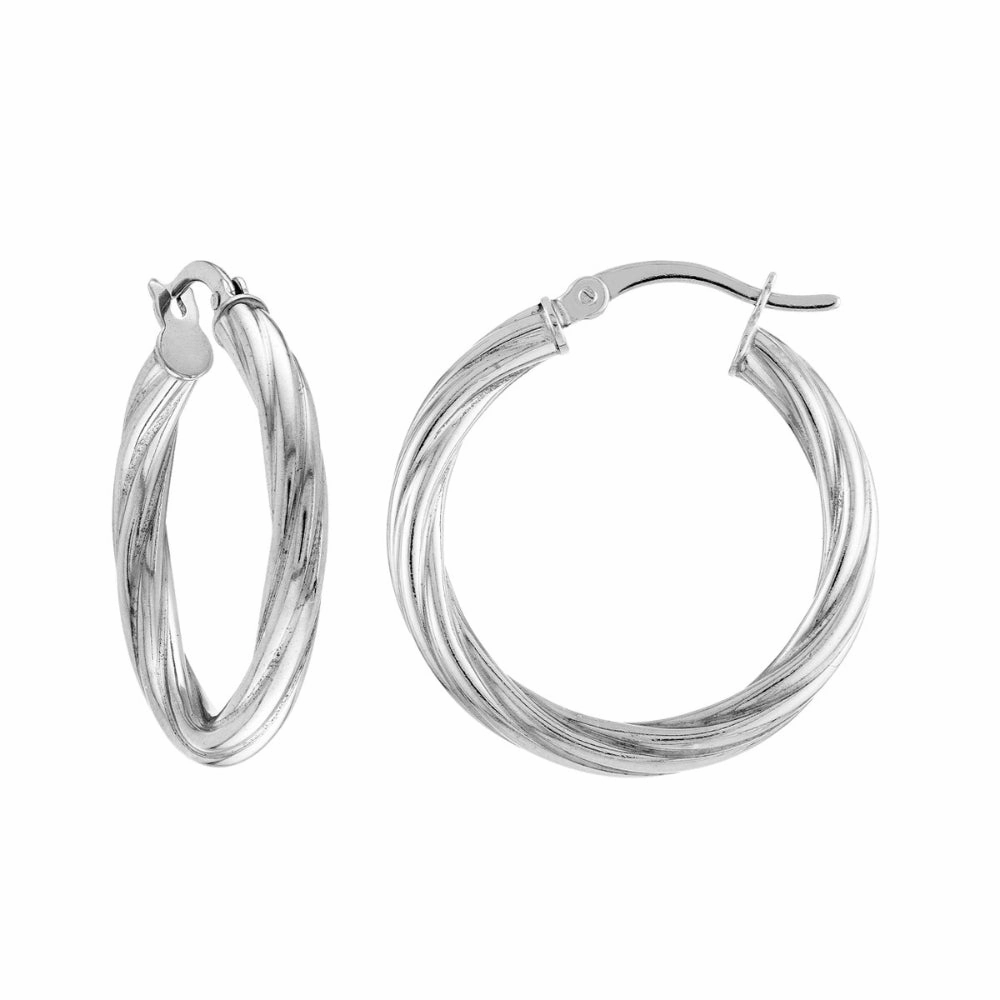 Sterling Silver Twist Hoop Earrings