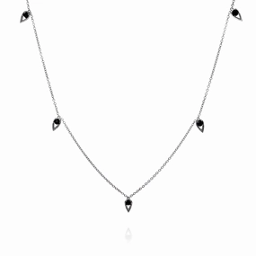 Tacori Sterling Silver Faceted Onyx Bead Station Necklace