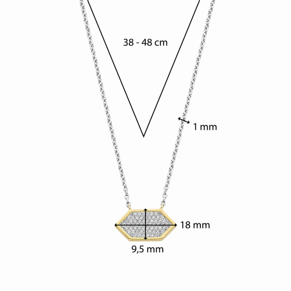 Ti Sento Geometric Pave Pendant Necklace