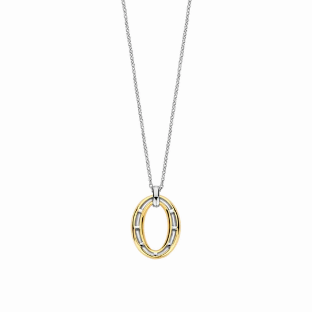 Ti Sento Two-Tone Oval Drop Pendant Necklace