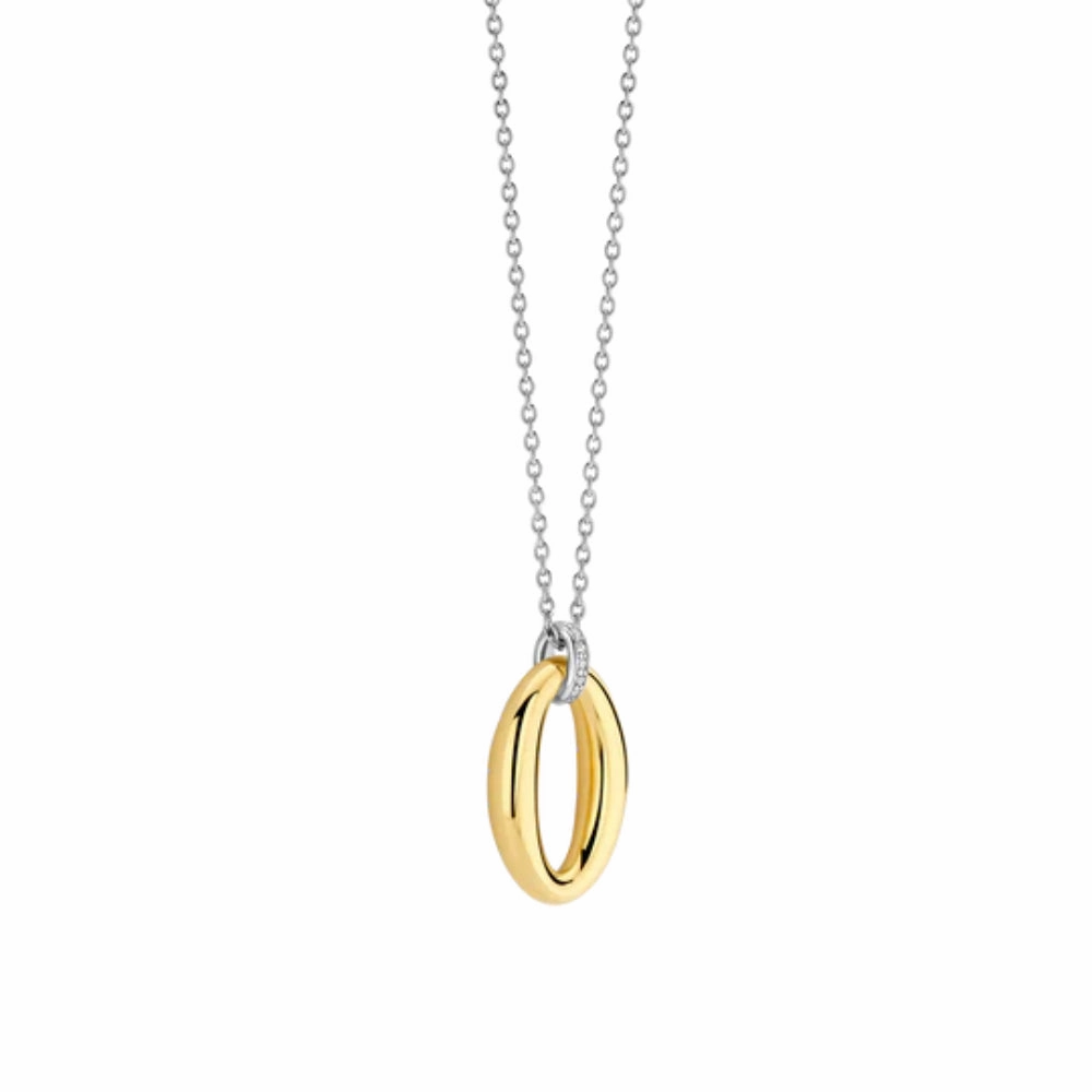 Ti Sento Two-Tone Oval Drop Pendant Necklace