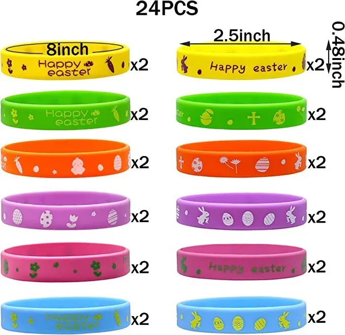 Wholesale 100pcs Easter Bunny Egg Basket Silicone Bracelet
