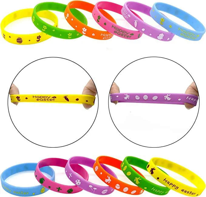 Wholesale 100pcs Easter Bunny Egg Basket Silicone Bracelet